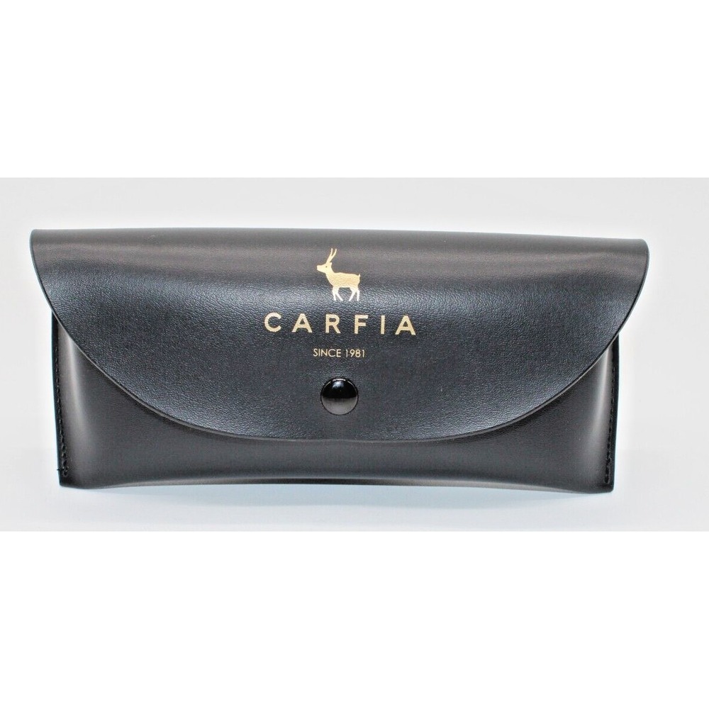 Designer CARFIA Black Leather Sunglasses Eyeglasses Case, Snap Closure